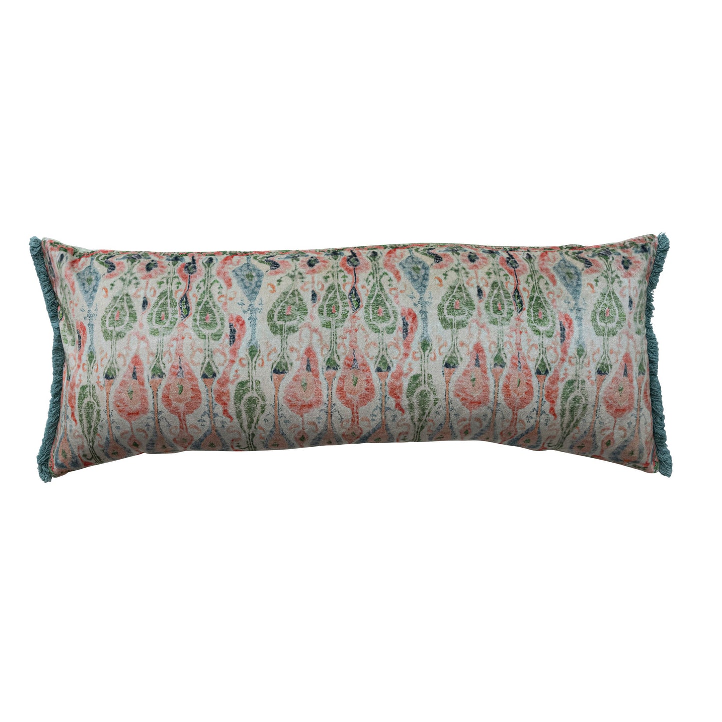 Velvet Lumbar Pillow pattern and eyelash fringe