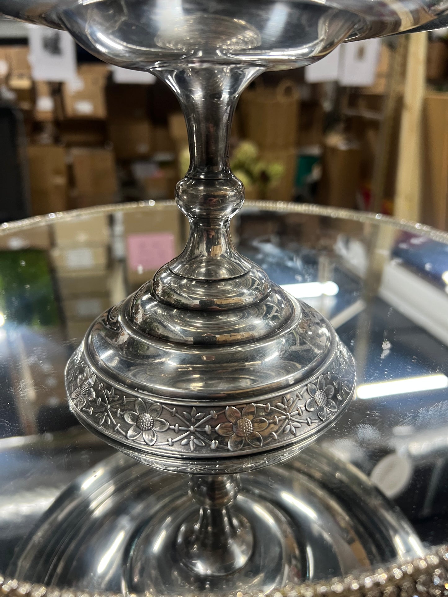 Vintage silver-plated bridal basket with handle 2