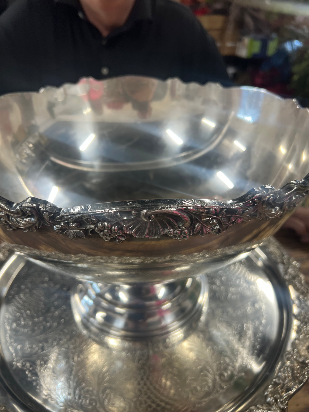 Vintage Silver-Plated F.B Roger’s Punch Bowl and Tray