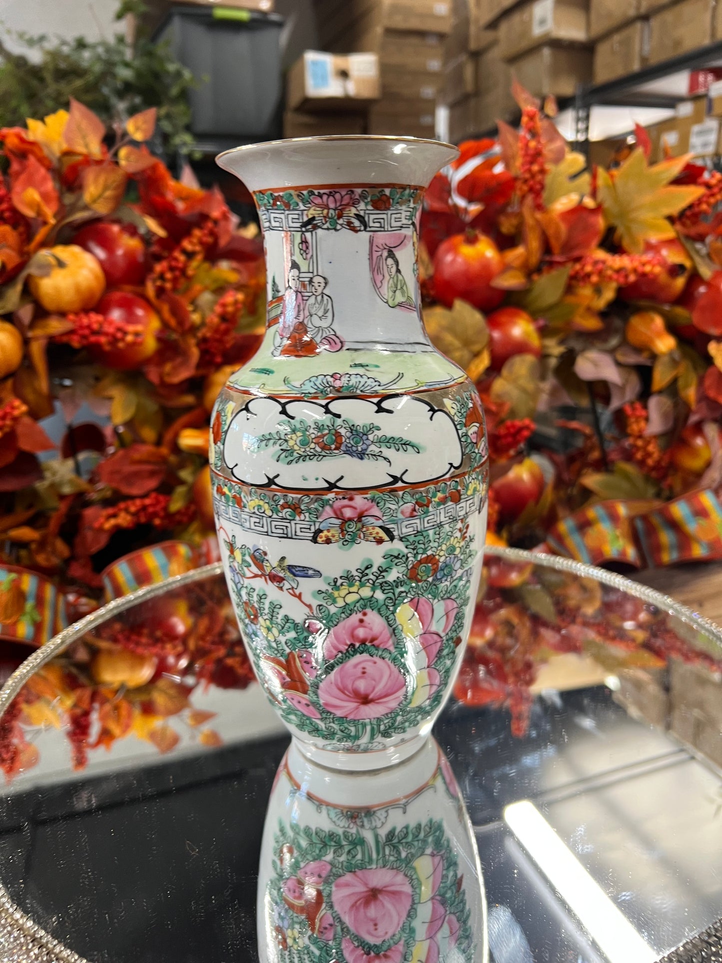 Vintage Rose Medallion Vase