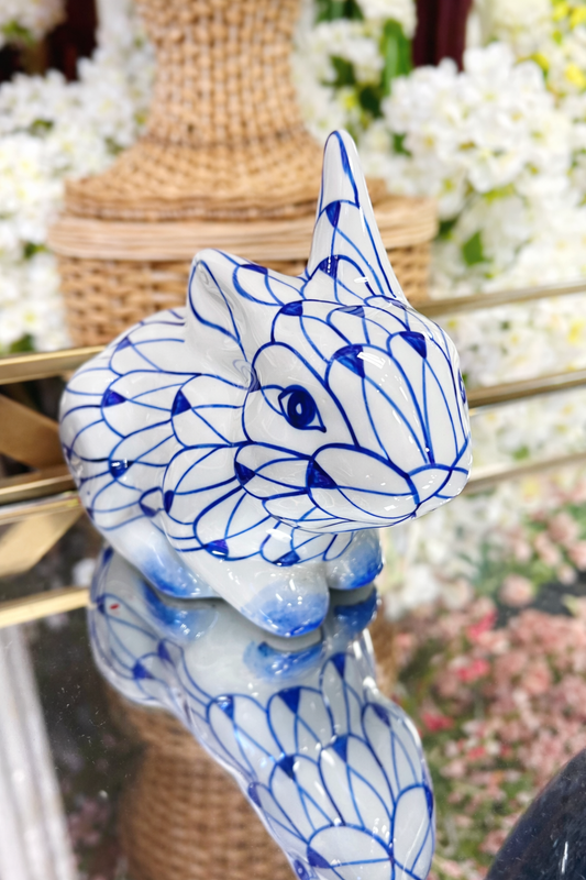 Blue and White Bunny, ear down