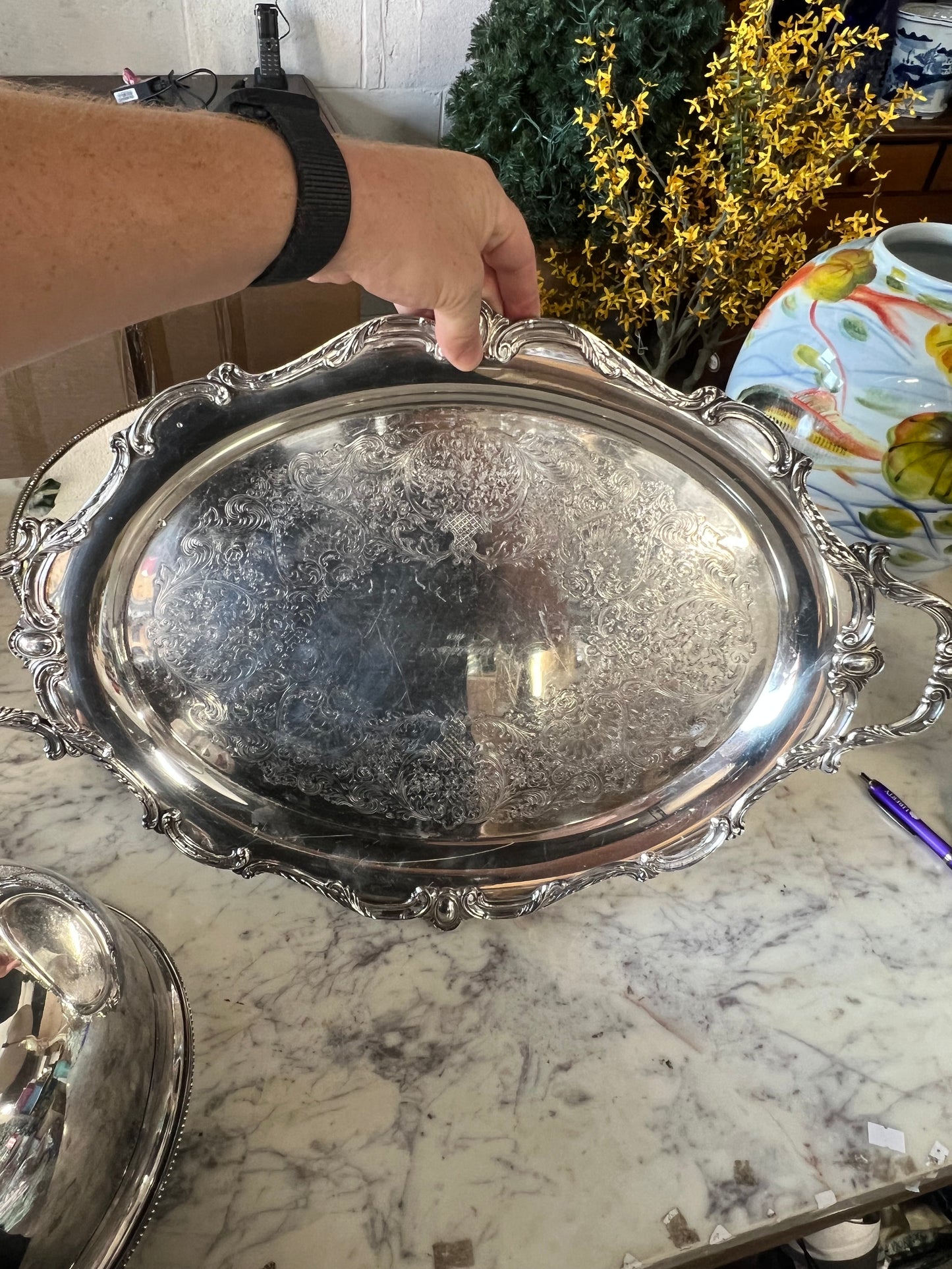 Vintage Silver-Plated Meat Dome With Tray