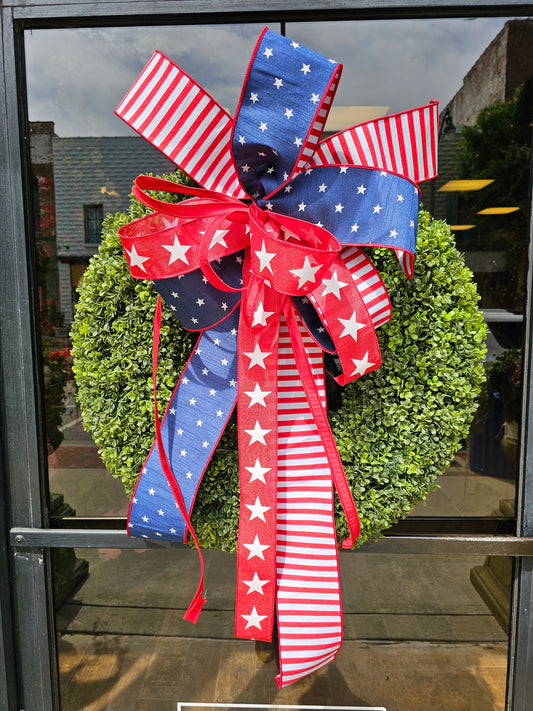 A Star Spangled Boxwood Wreath