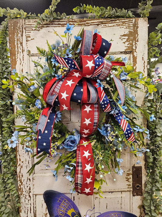 Patriotic Blue Floral Wreath