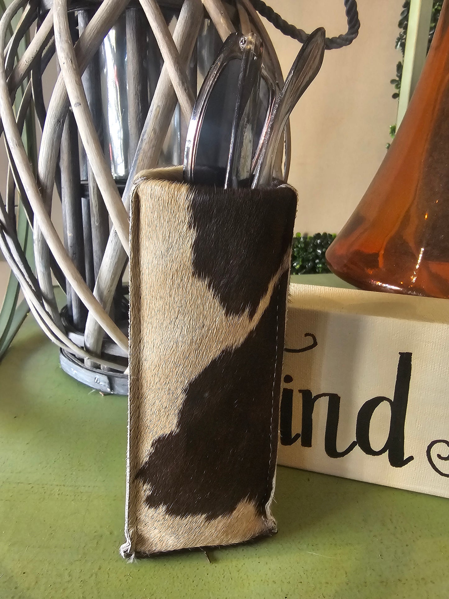 Cowhide Glasses Holder