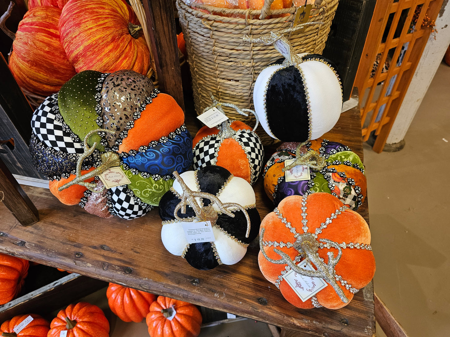 Mark Roberts Tall Black and White Velvet Pumpkin