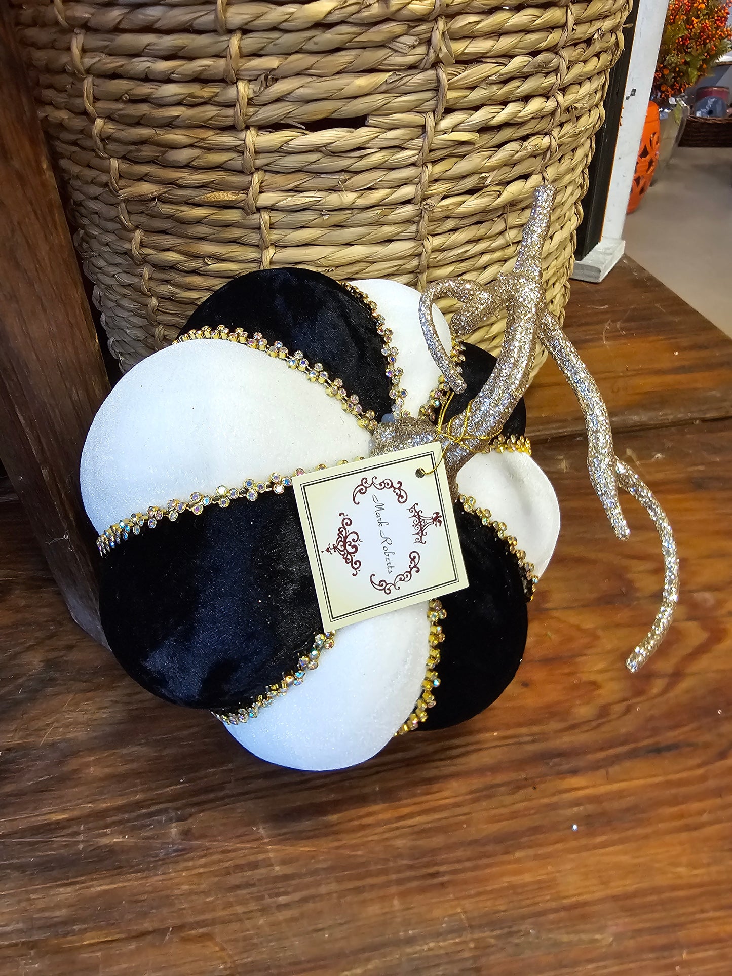 Mark Roberts Short Black and White Velvet Pumpkin