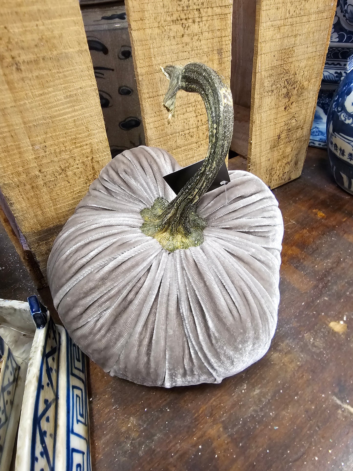 Small Silver Velvet Pumpkin