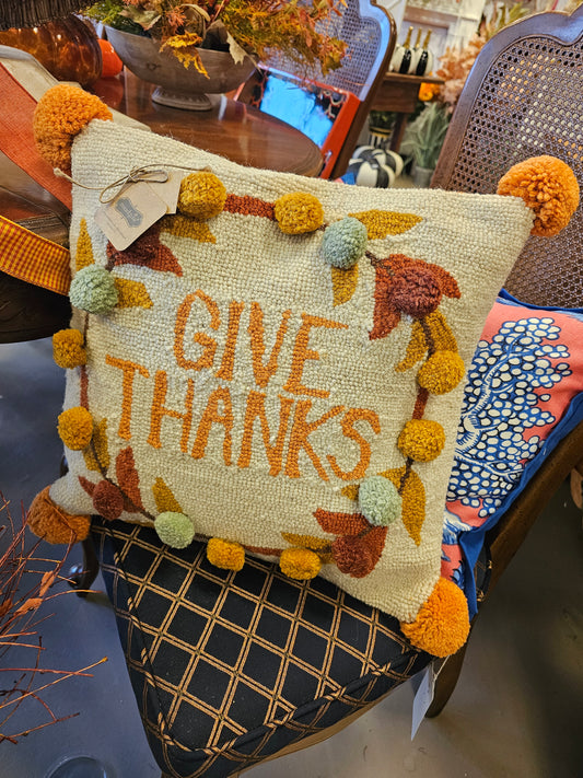 Give Thanks Needle Point Pillow