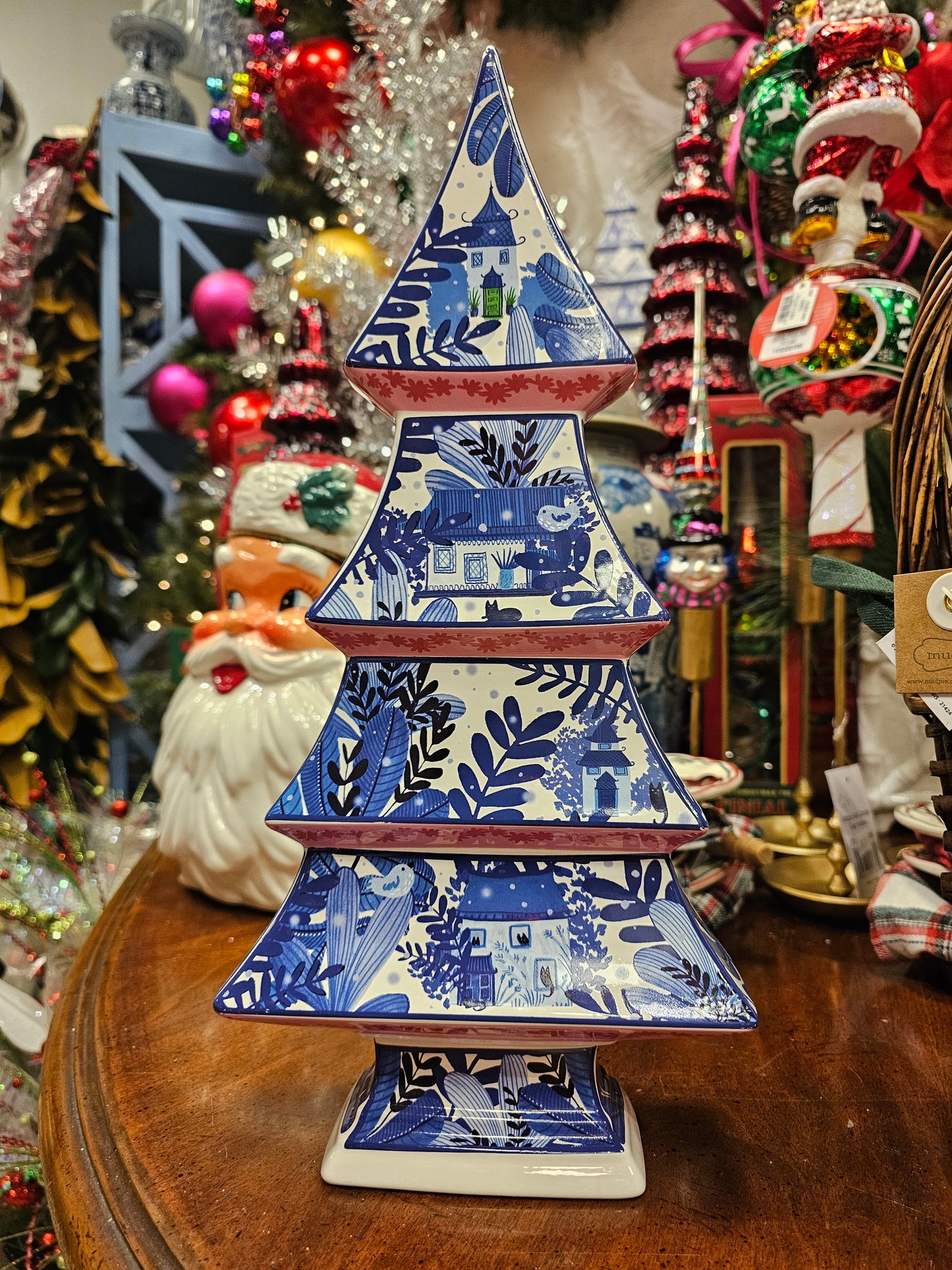 Blue and White Porcelain Tree with Houses