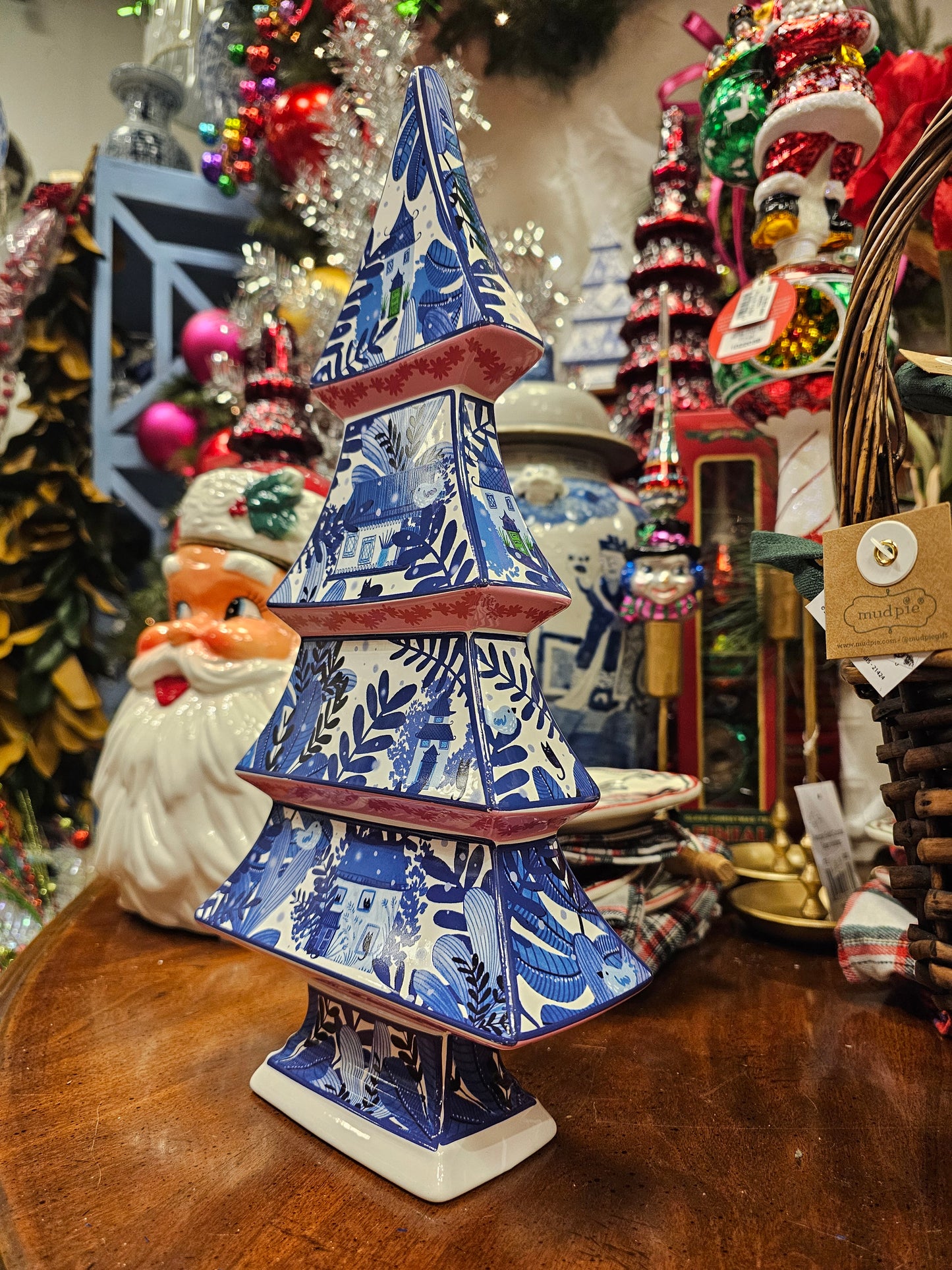 Blue and White Porcelain Tree with Houses