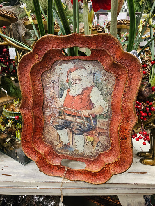 Vintage Christmas Tray Red