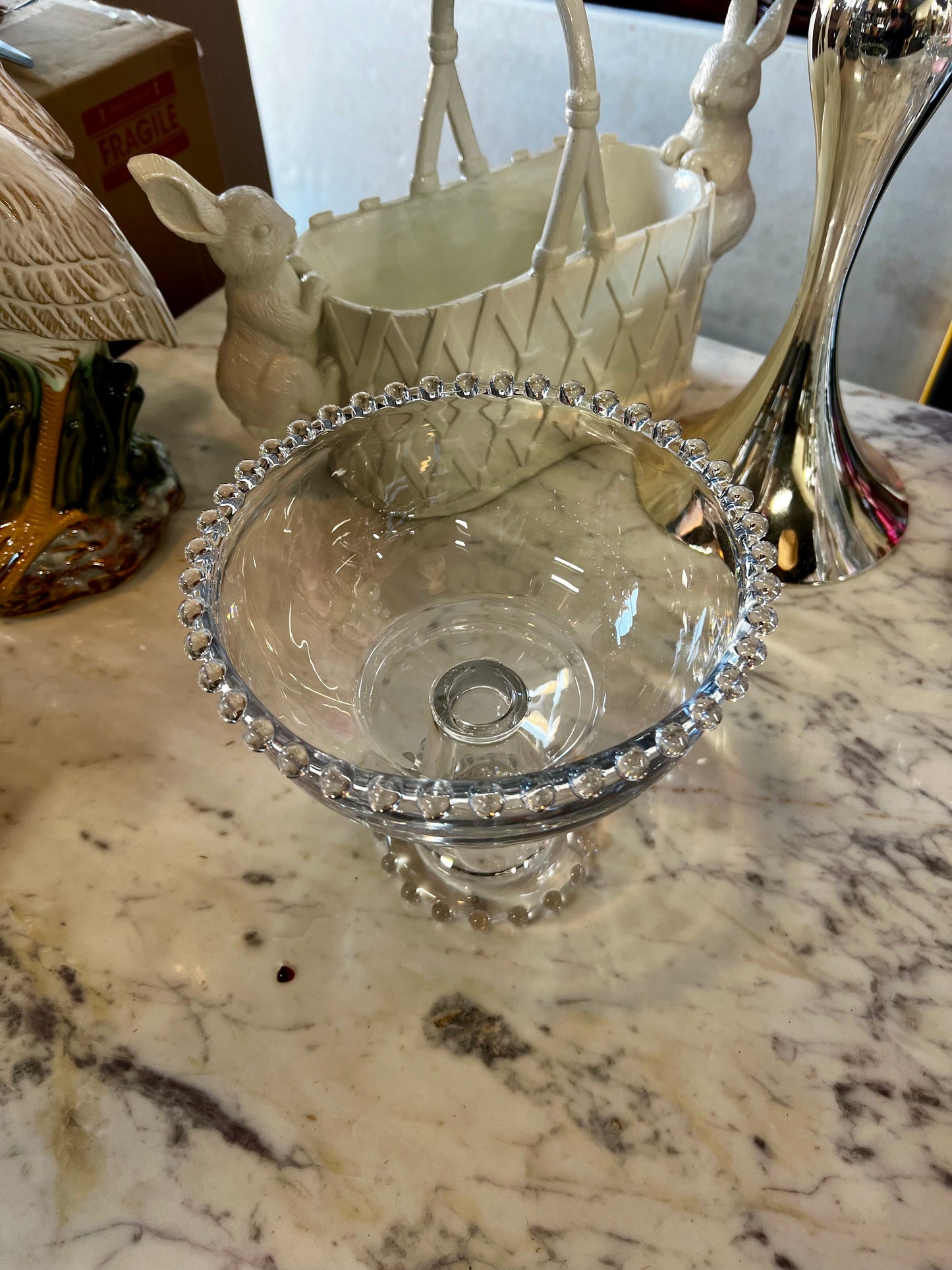 Beaded Glass Bowl 8” DIA