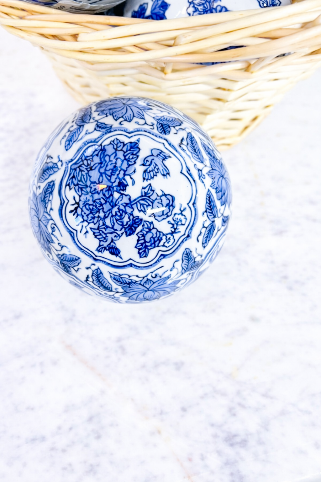Blue and White Hand- Painted Ceramic Decor Ball Set ￼