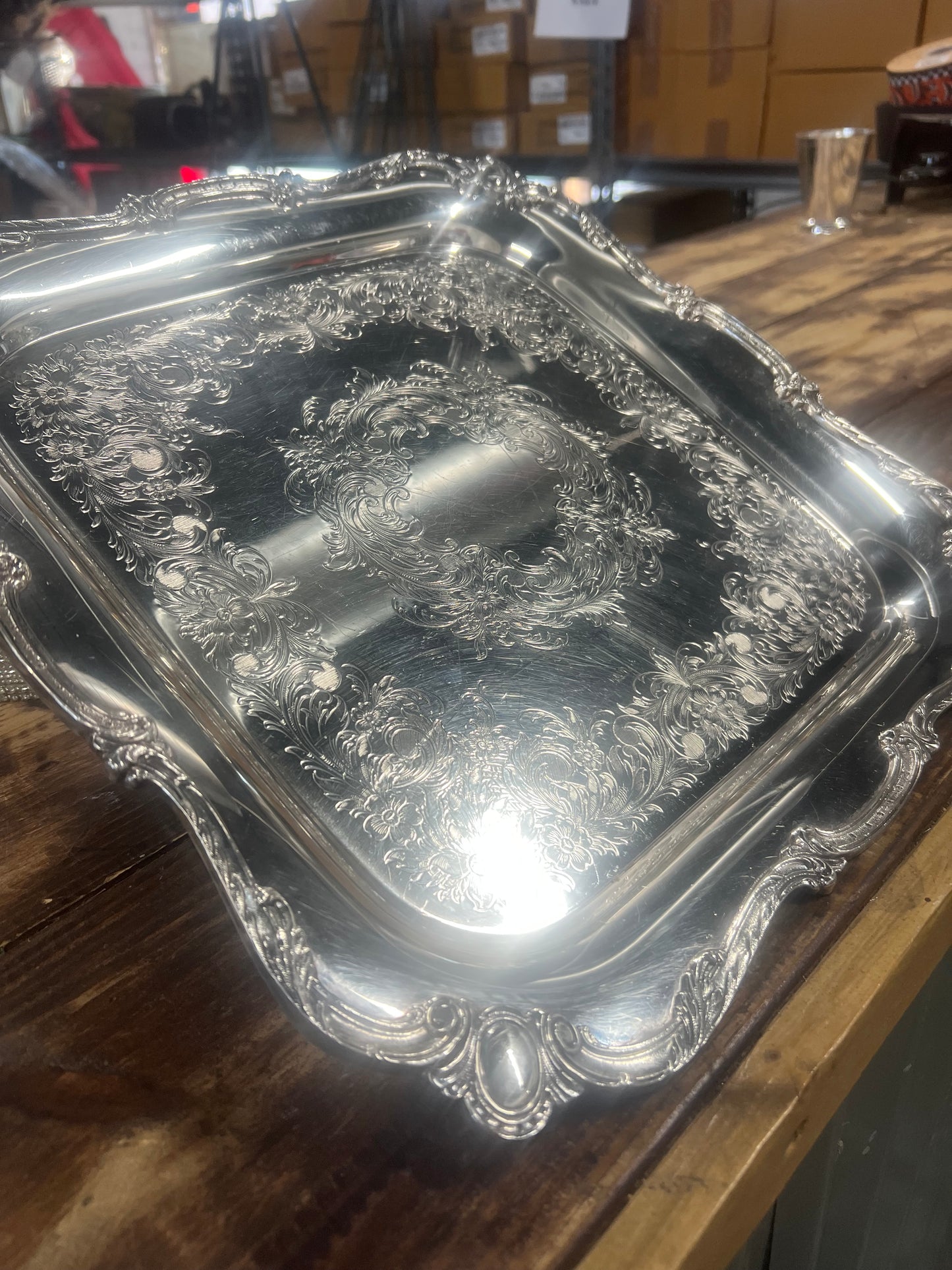 Vintage Silver Plated Square Tray