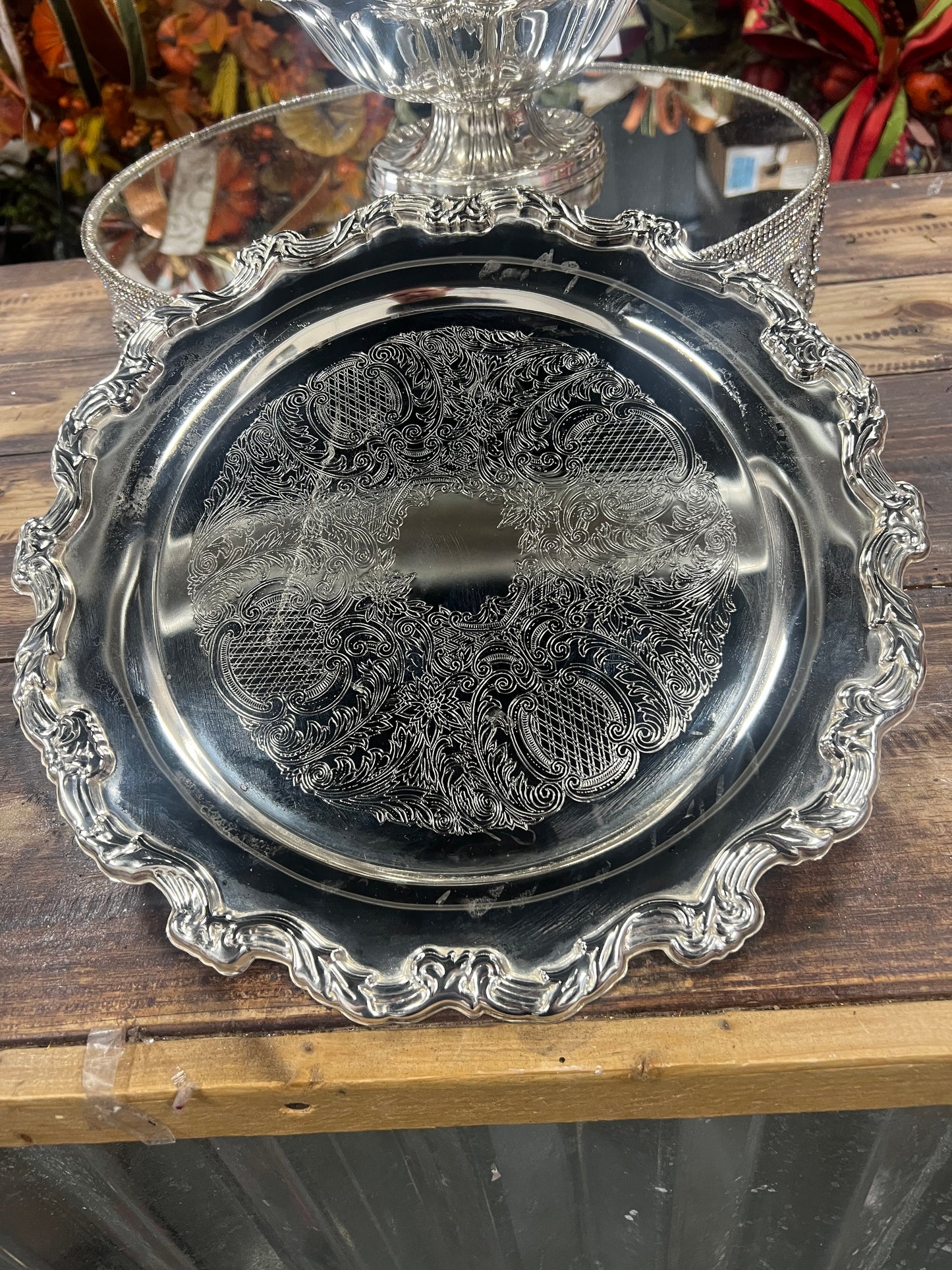 Vintage Silver Plated 13” serving tray