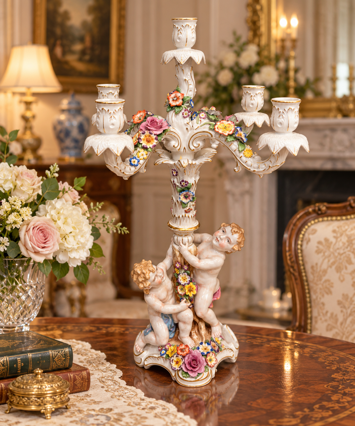 Vintage Porcelain Garden Candelabra (Pick-up Only)