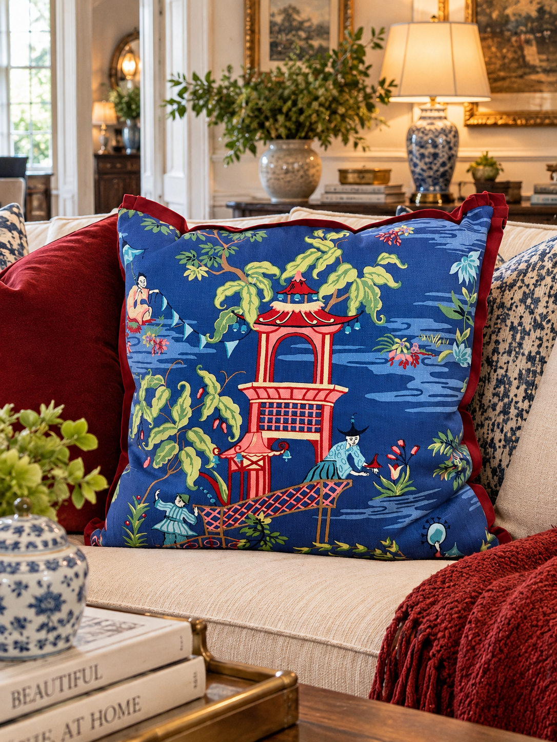 24” Imperial Garden Chinoiserie Pillow