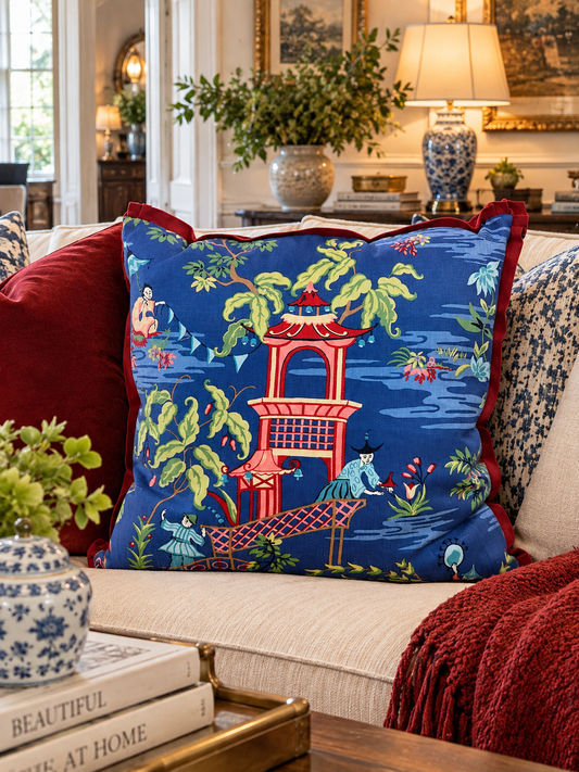 24” Imperial Garden Chinoiserie Pillow