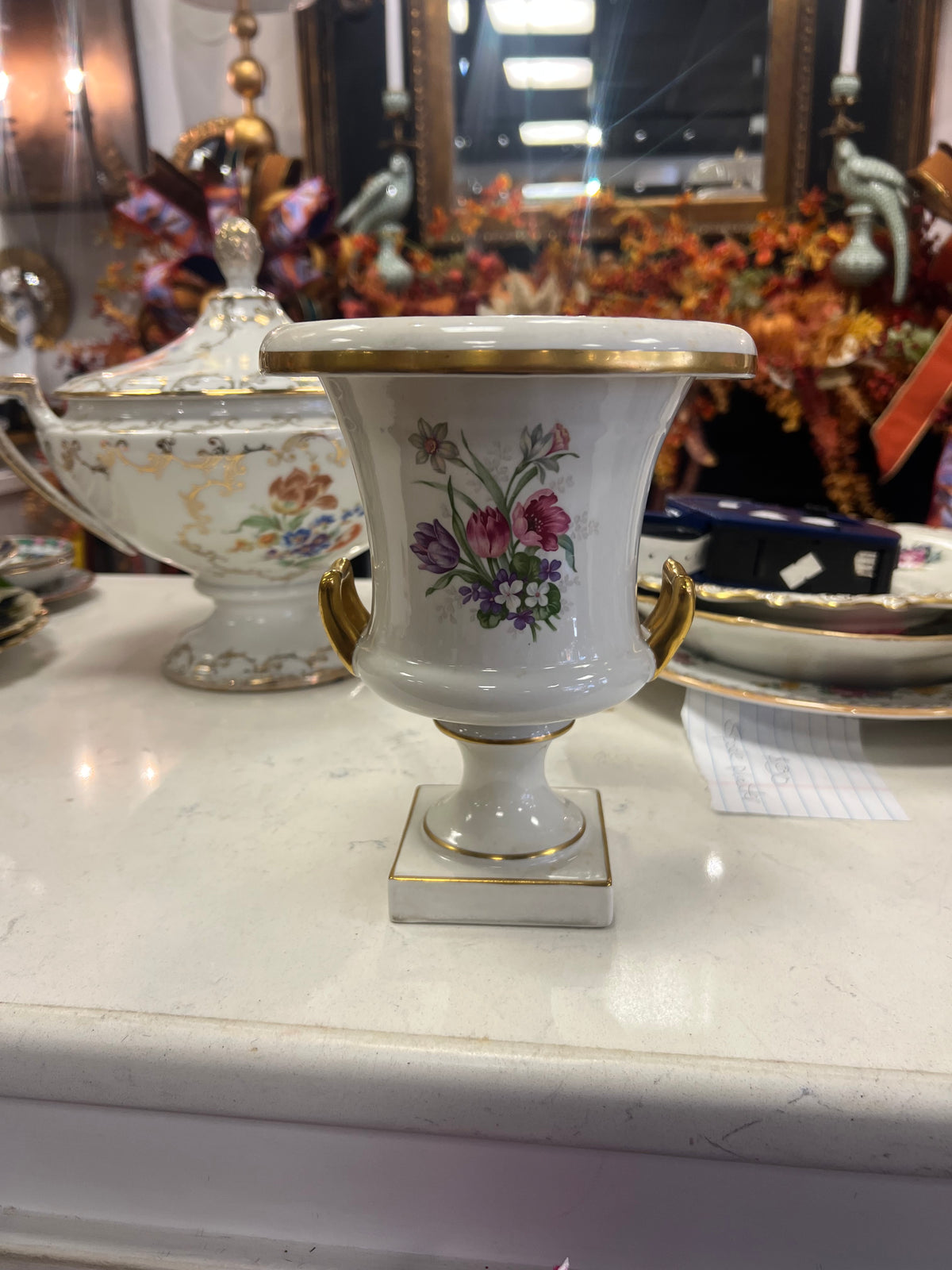 Gilded Tulip Porcelain Urn