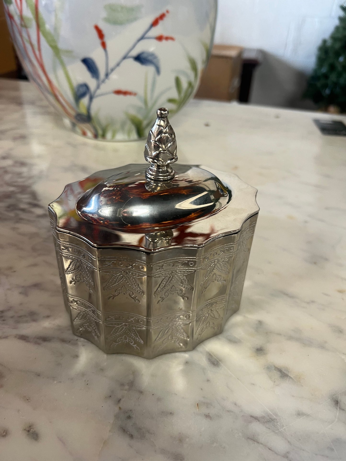 Vintage Silver-Plated Velvet Lined Jewelry/Trinket Box