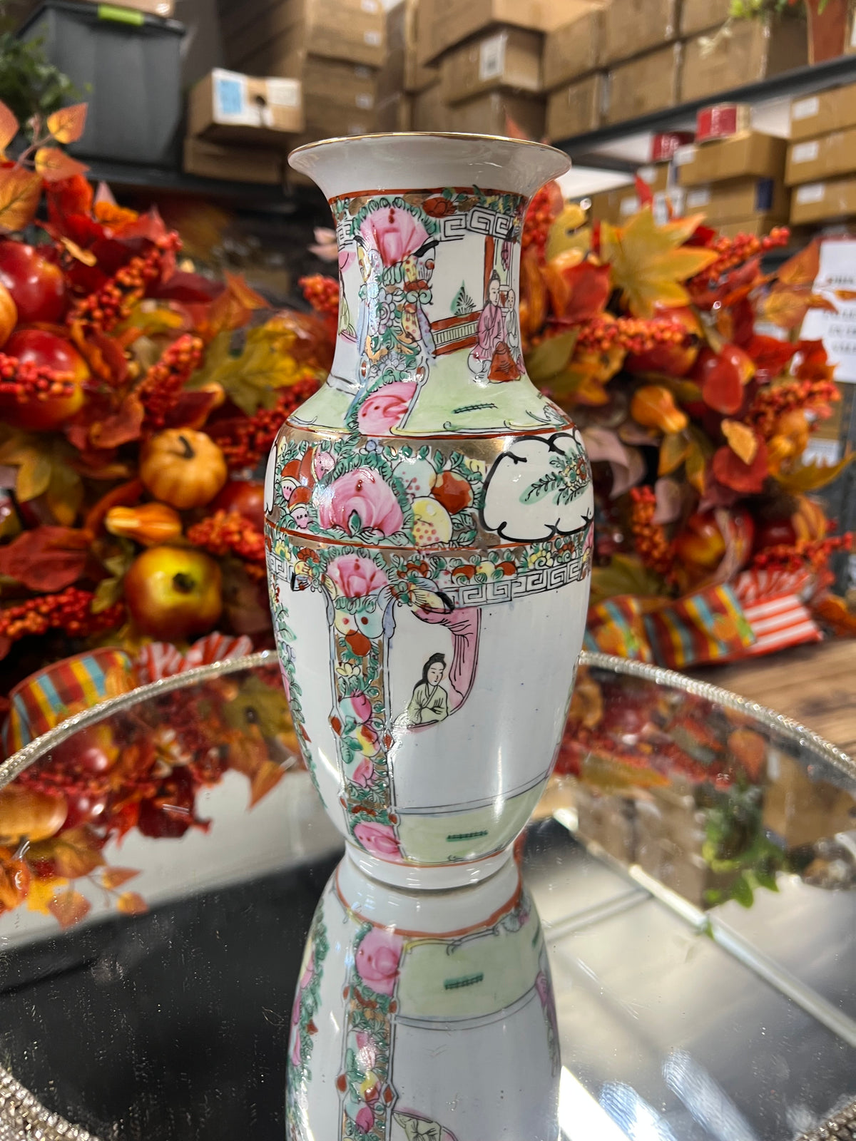 Vintage Rose Medallion Vase