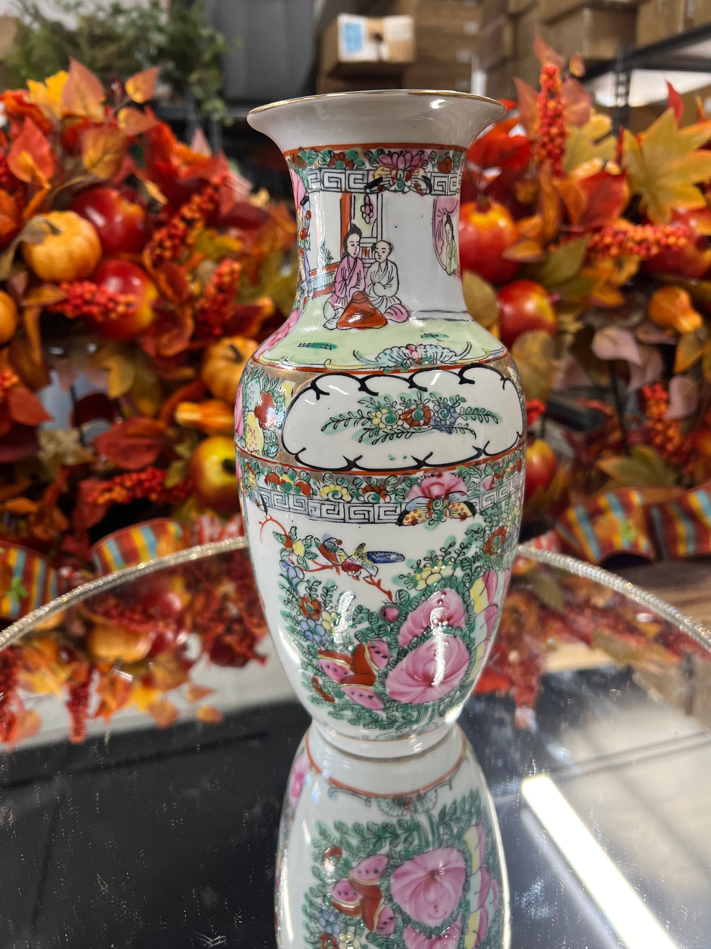 Vintage Rose Medallion Vase