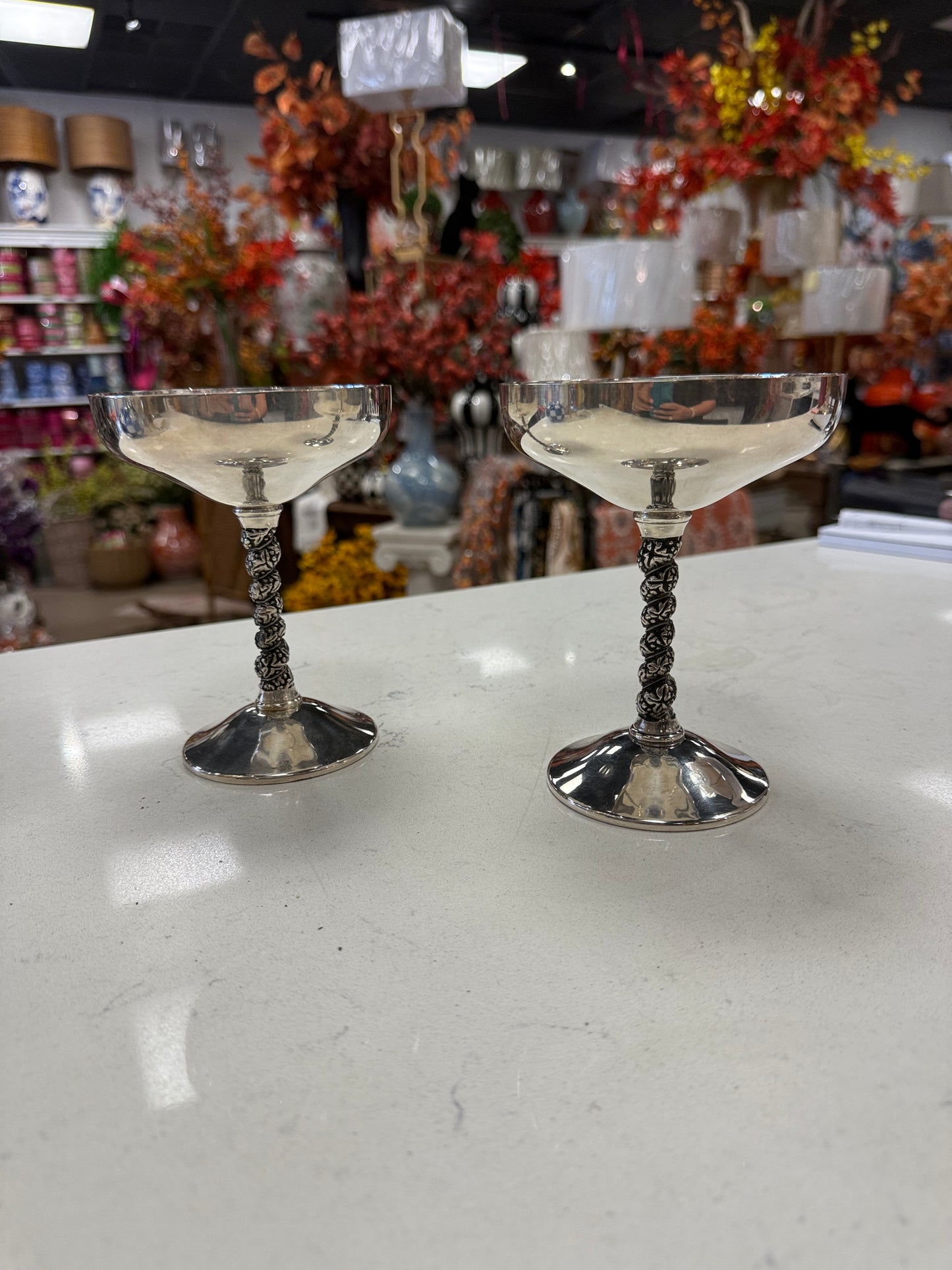 Silver plated toasting glasses