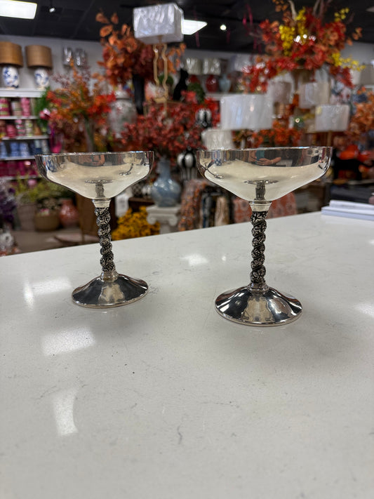 Silver plated toasting glasses