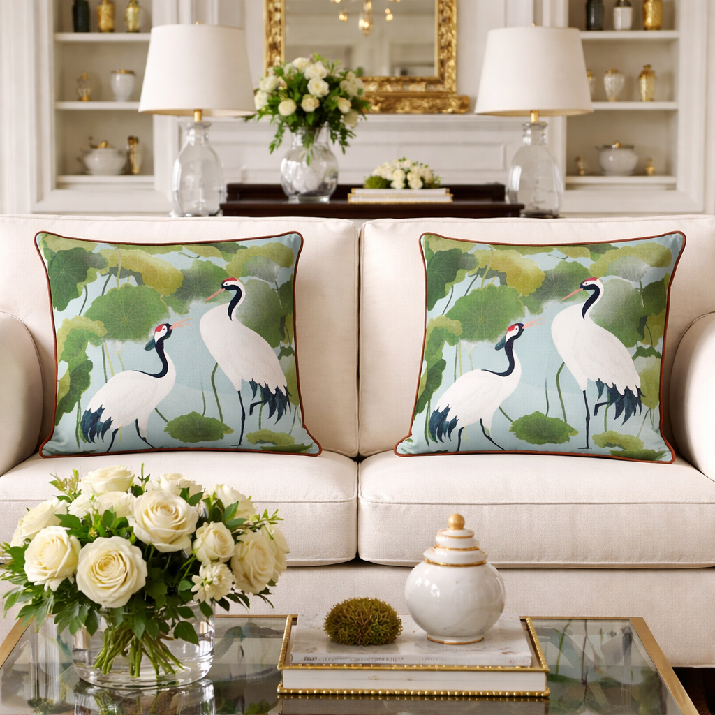 Set of 2 Crane Standing Pillow