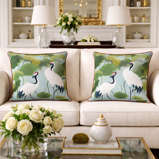 Set of 2 Crane Standing Pillow