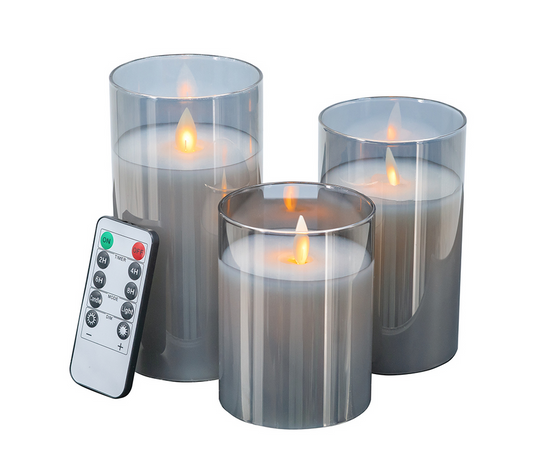 REAL FLAME-EFFECT LED WAX CANDLES W/ REMOTE TIMER