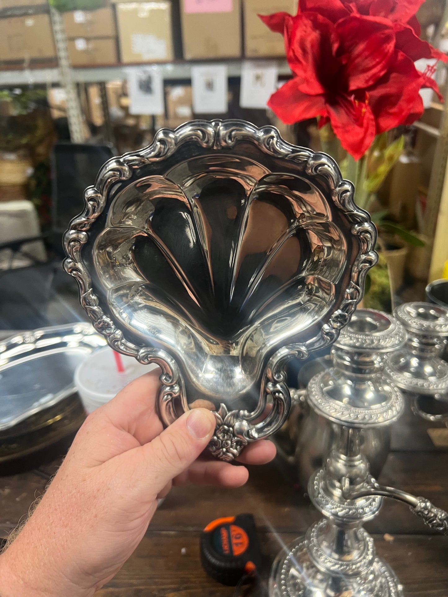 Vintage silver plated baptismal shell 3