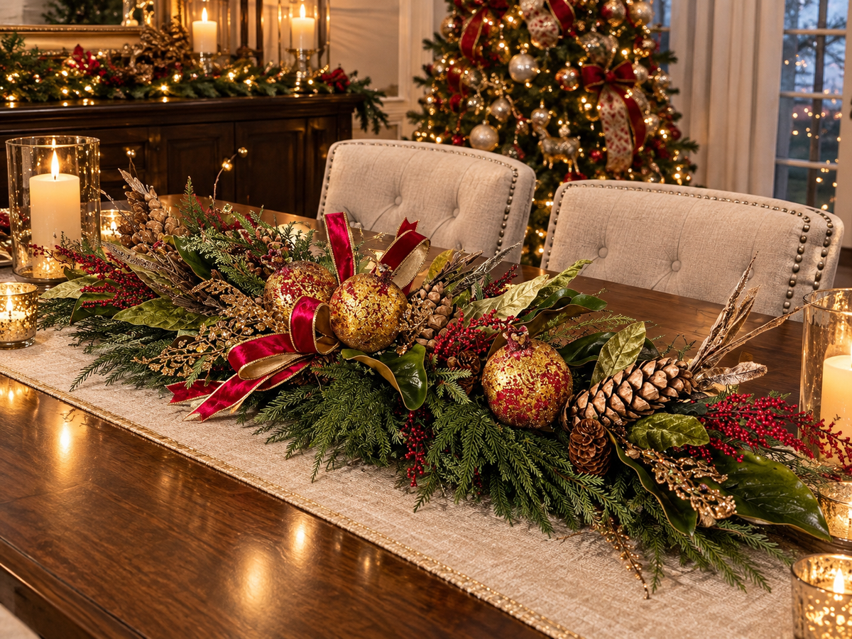 Pomegranate & Gold Elegance Centerpiece
