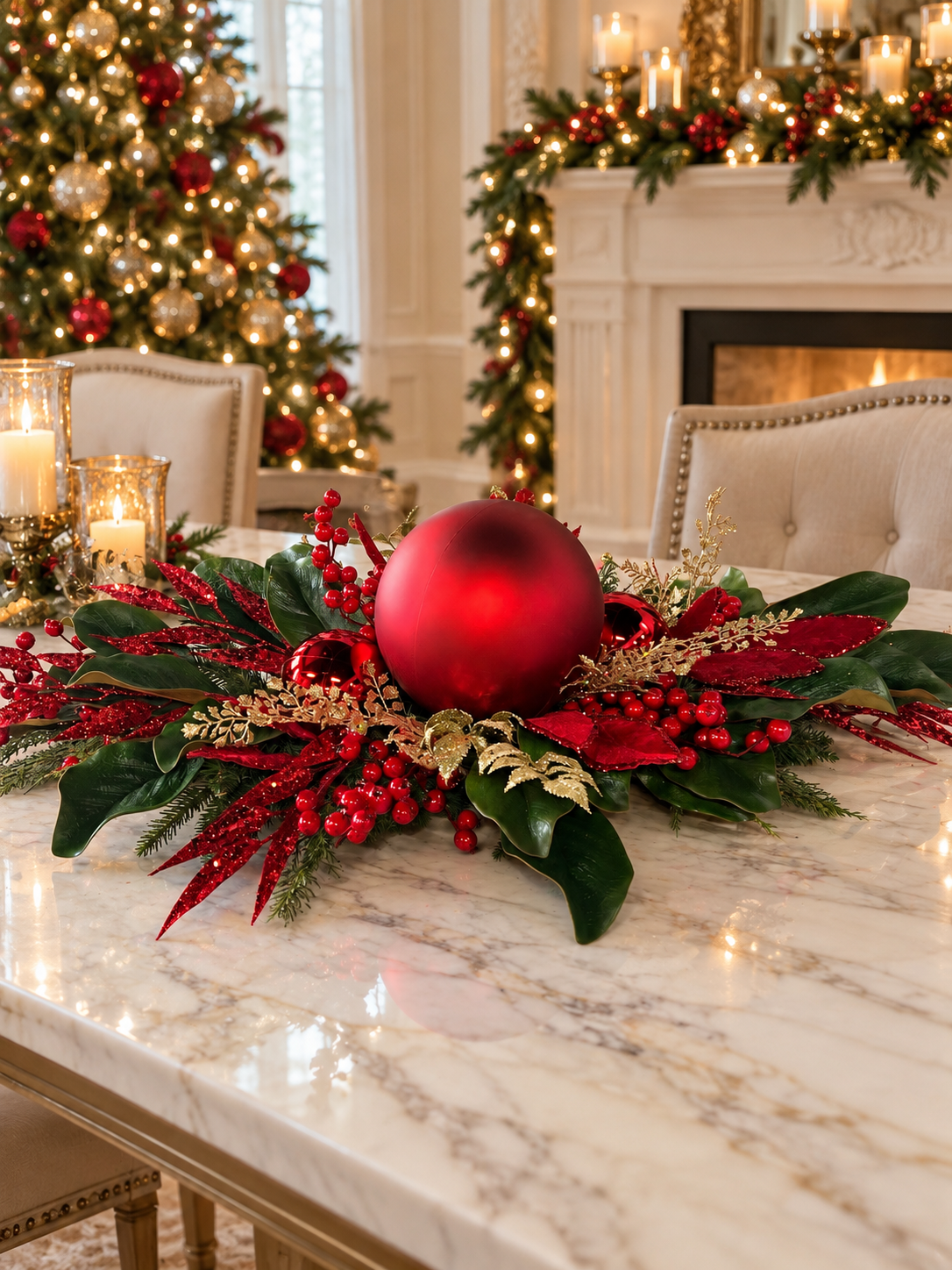 Crimson Majesty Christmas Centerpiece