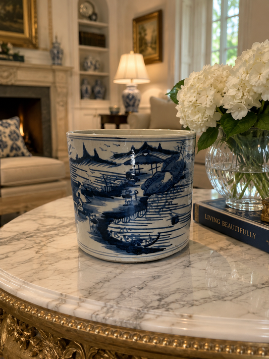 Blue and White Town Decanter