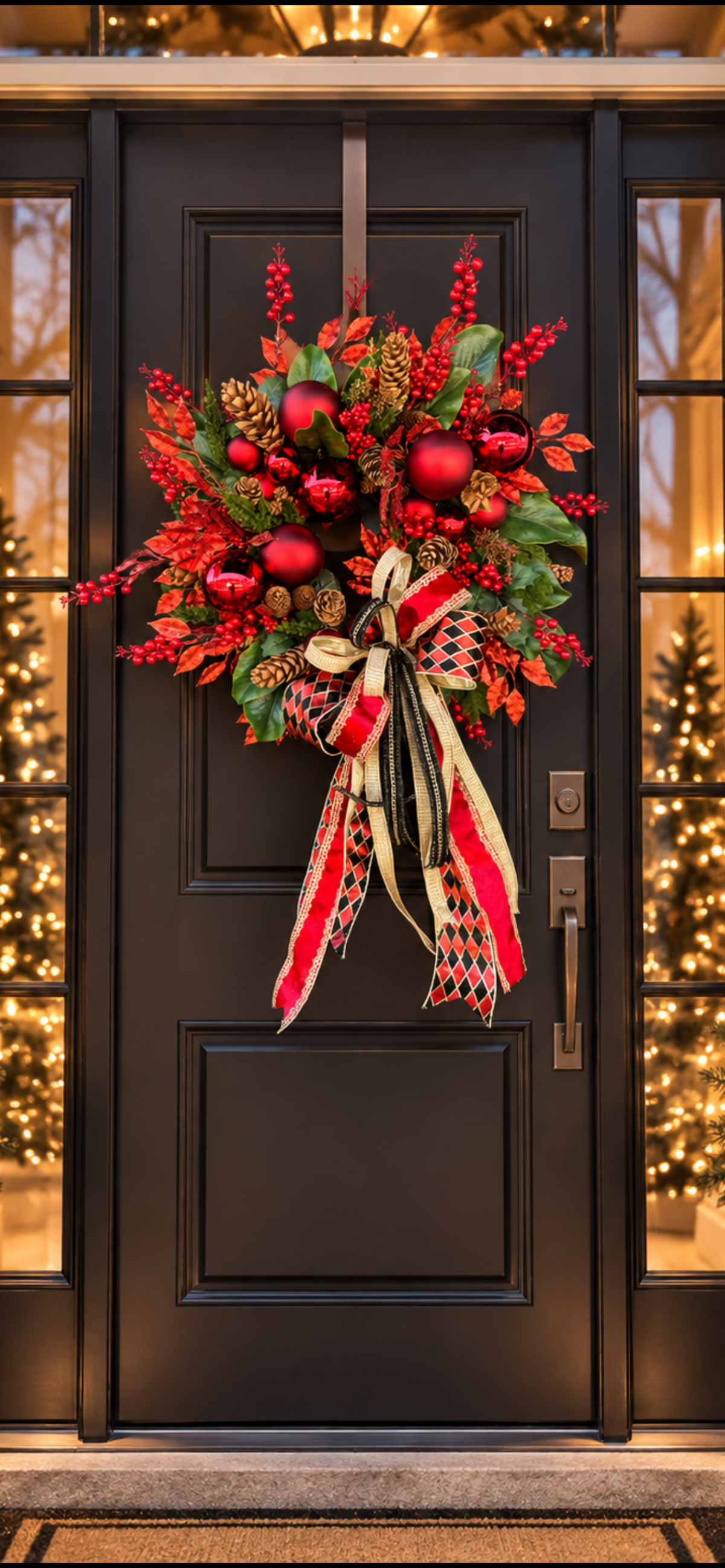 Crimson Harlequin Christmas Wreath ❤️🎄