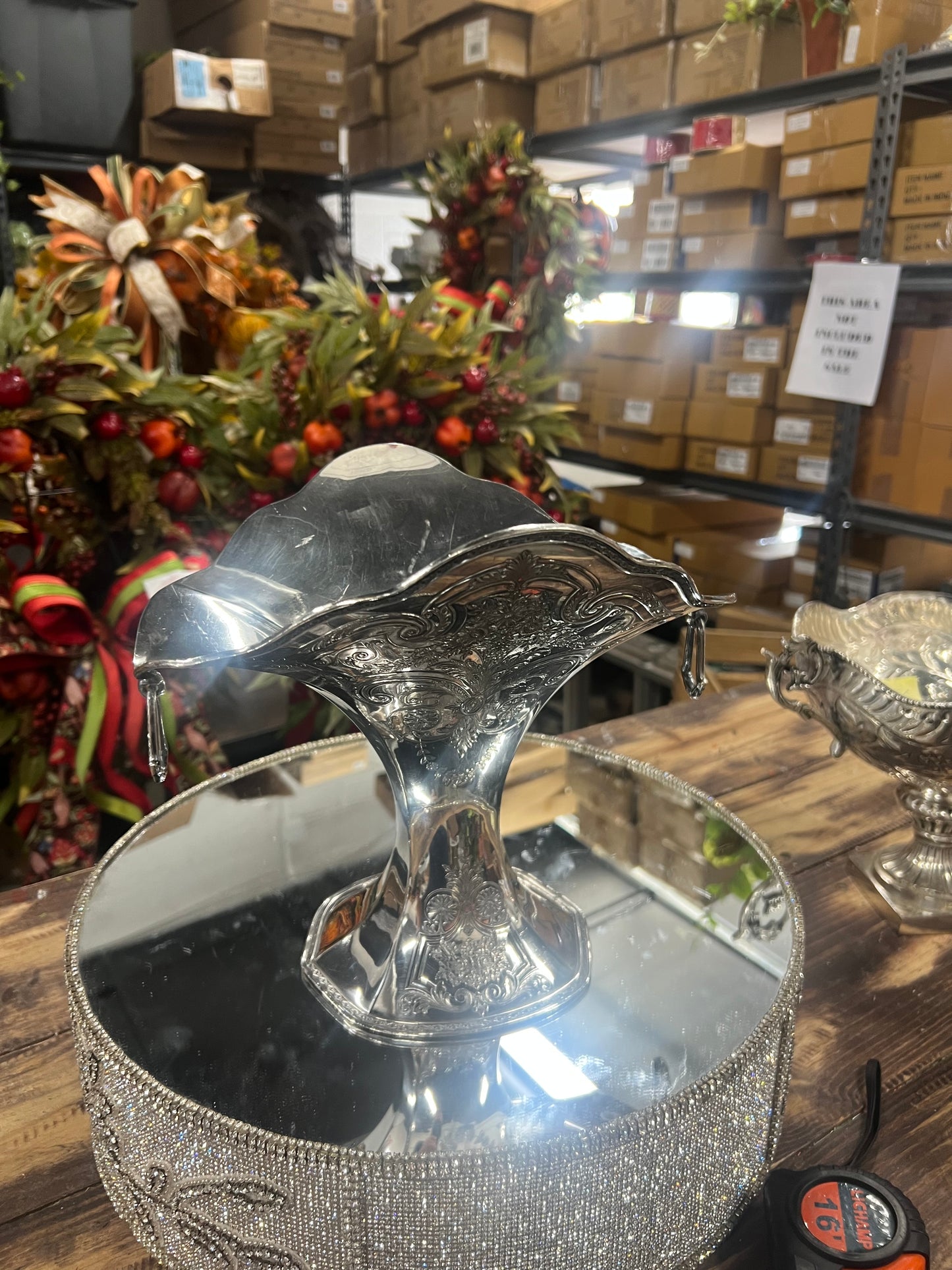 Vintage silver plated widemouth basket ￼
