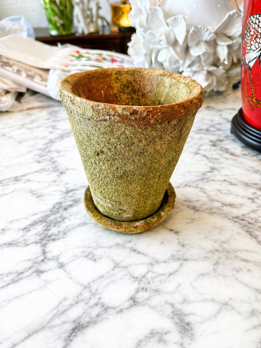 Round Cement Planter With Saucer