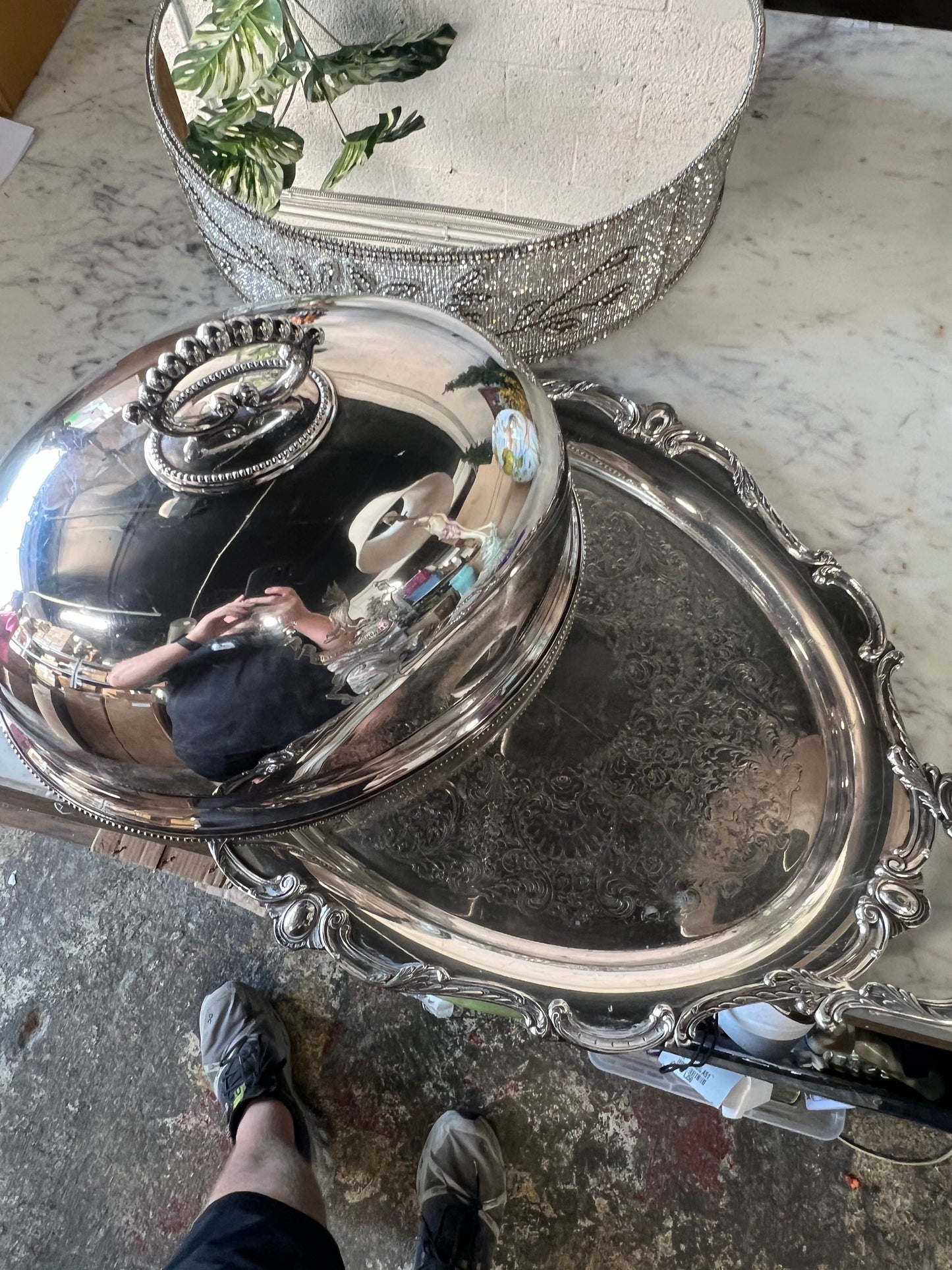 Vintage Silver-Plated Meat Dome With Tray