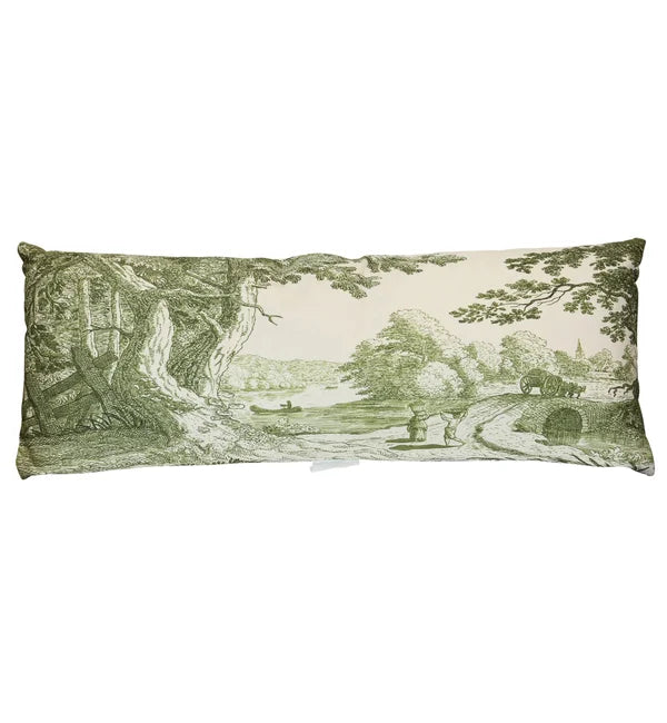 Green and White Lumbar/Body Pillow