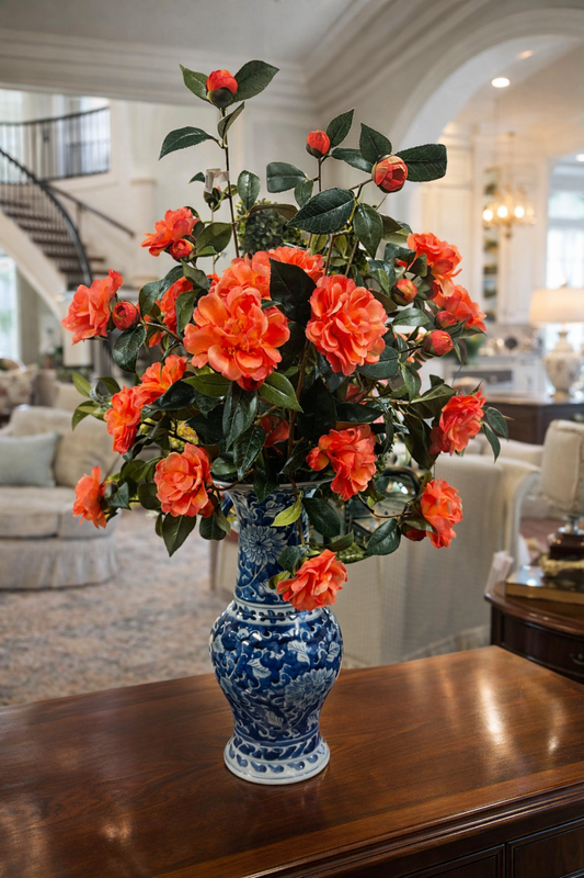 Coral Camellia Spray