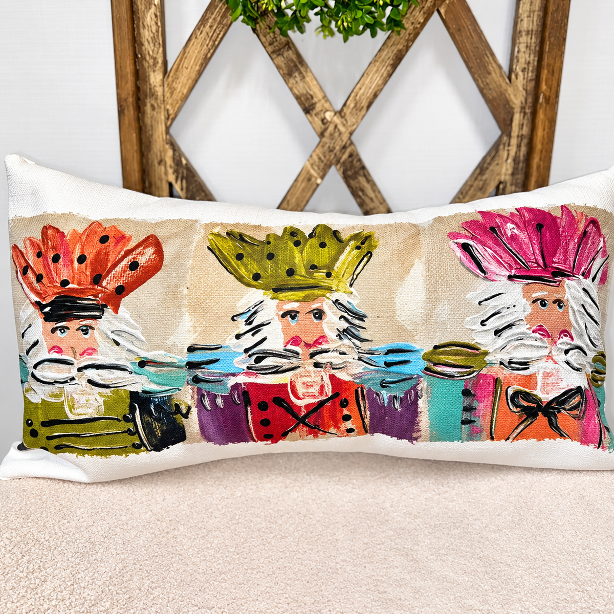 Bright Nutcracker Trio Lumbar Pillow