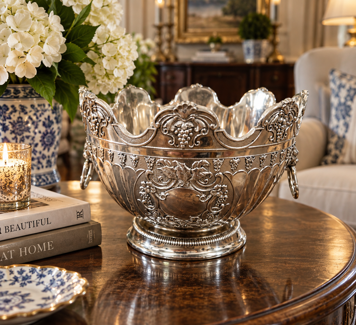 Vintage Silver-Plated Grape & Vine Bonbon Bowl