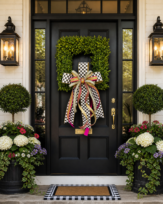 Royal Check Boxwood Wreath