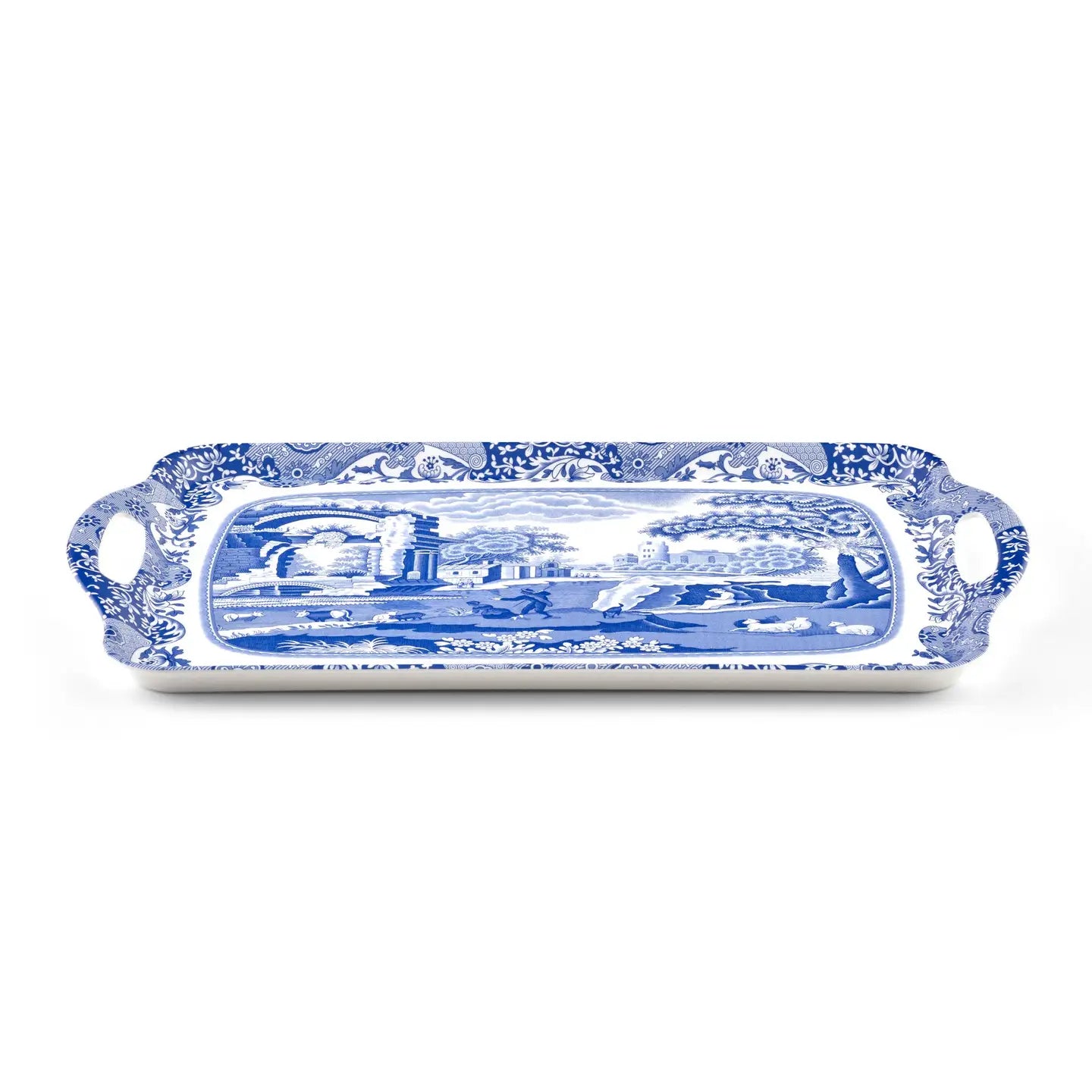 Blue Italian Large Melamine Handled Tray