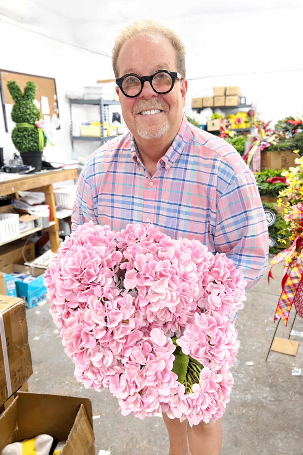 Real Touch Pink hydrangea Stem