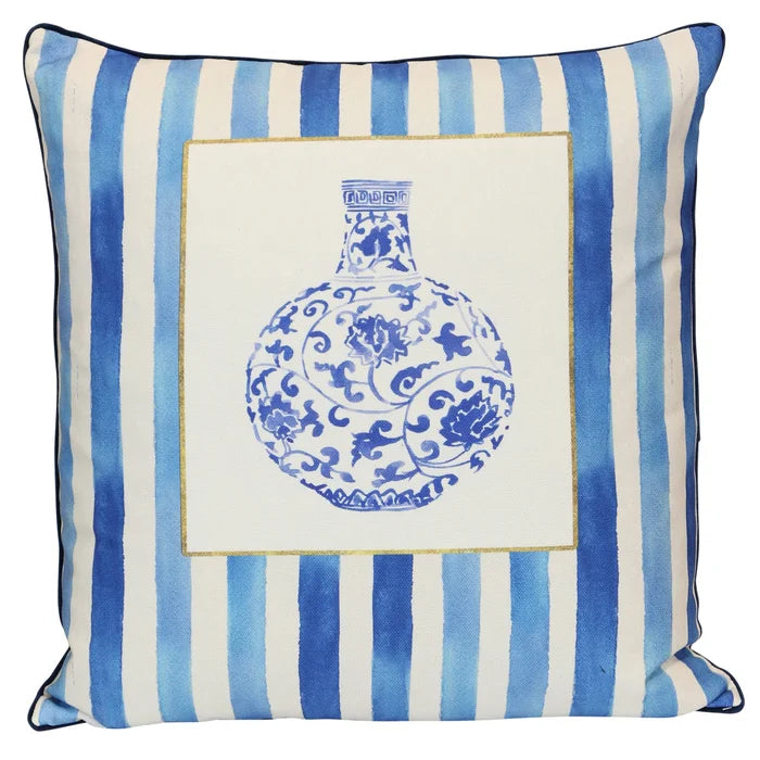 Set of 2 Blue and White Pillows (Rounded Vase)