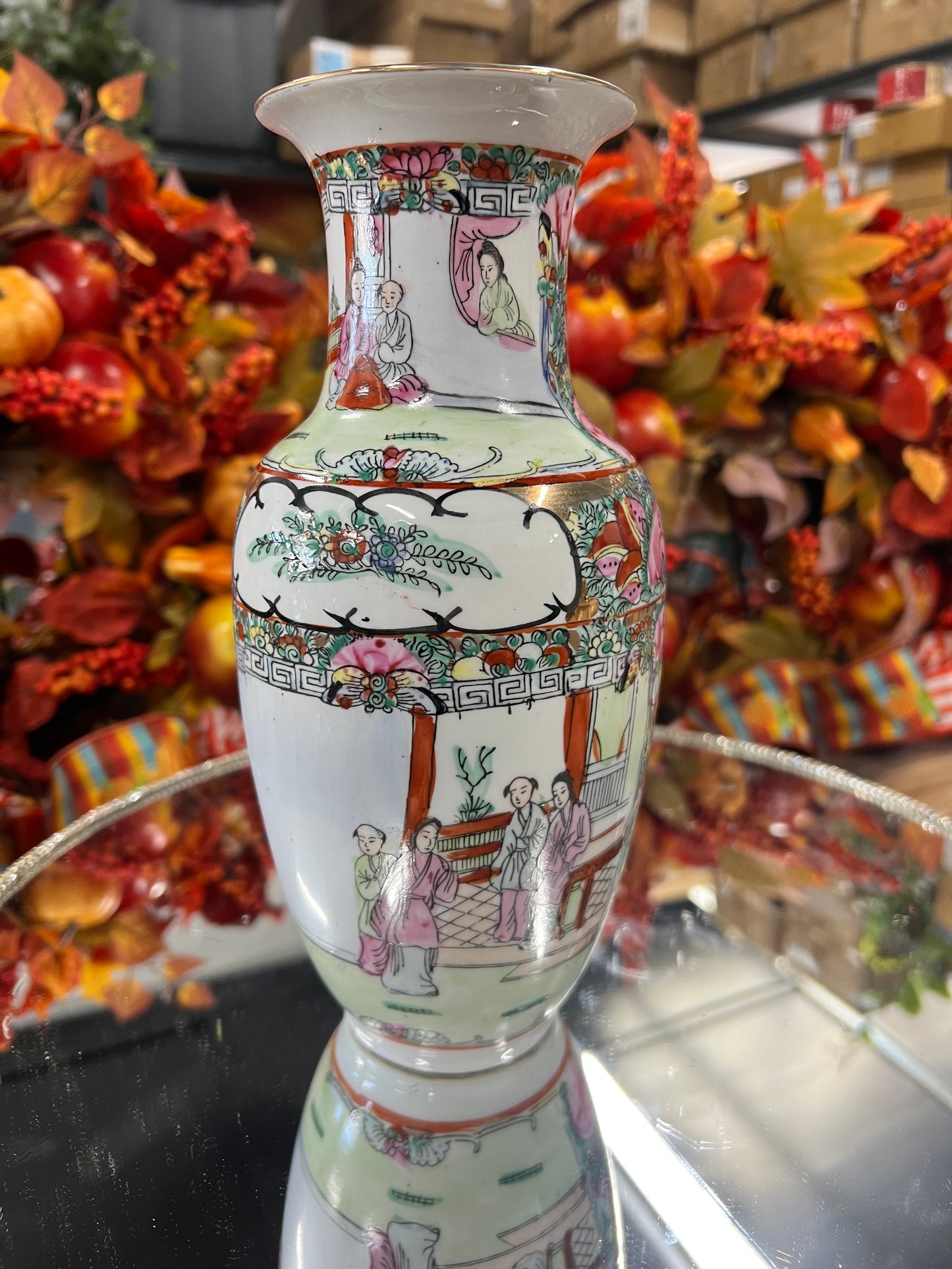 Vintage Rose Medallion Vase