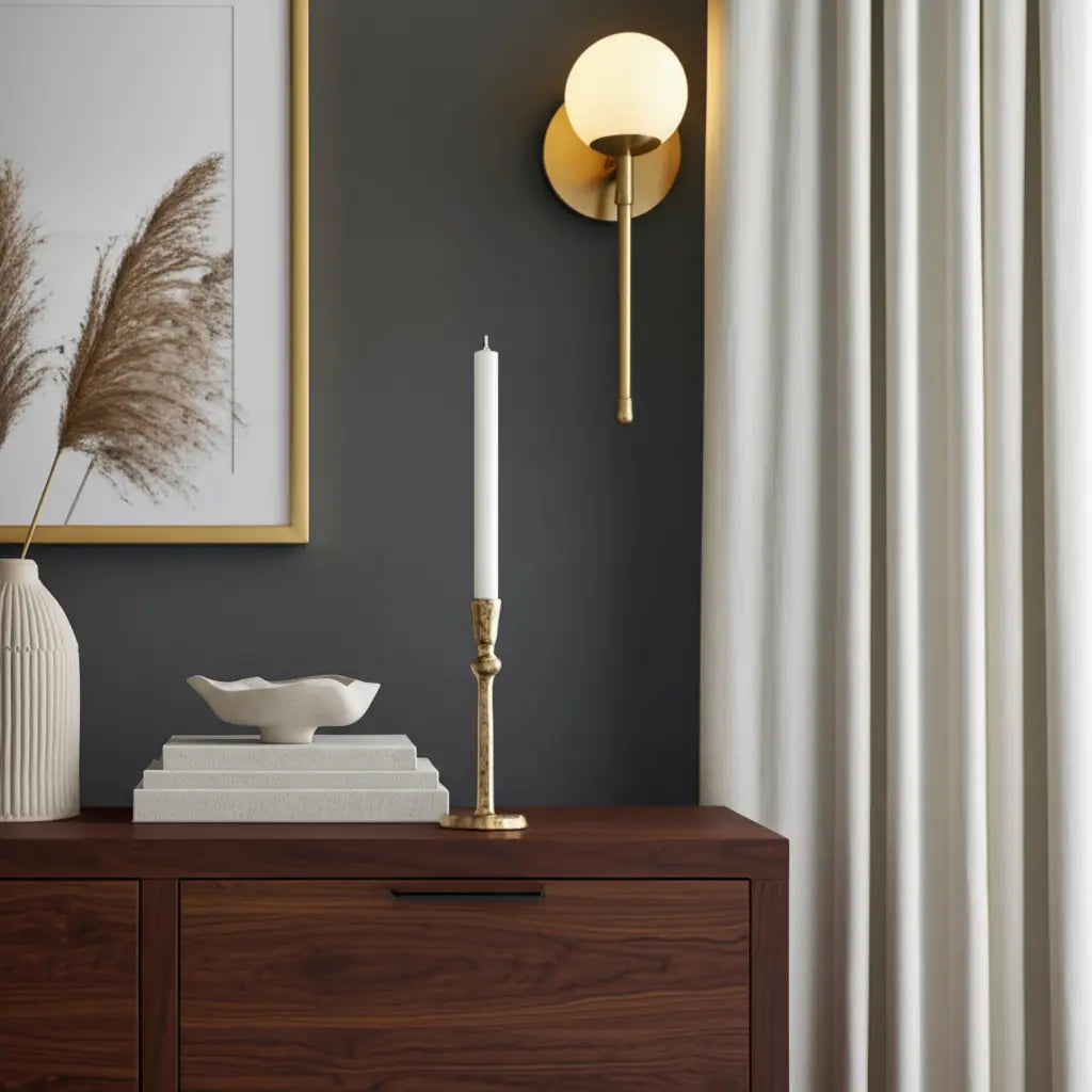 Candle Holder - Gold Metal Hammered Taper, 9 in.